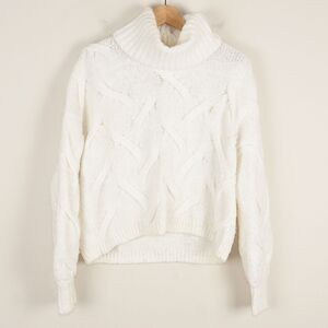 Madewell Somervell Modern Cable Turtleneck Ivory Sweater Womens Sz XS